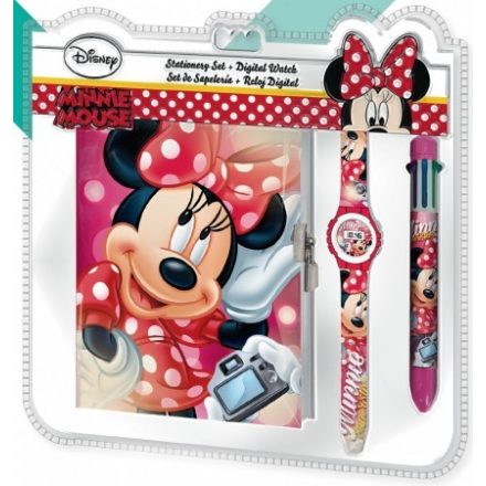 Disney Minnie Napló + 6 színű toll + Karóra 